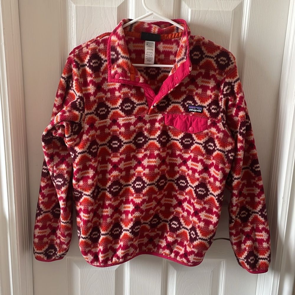 Patagonia synchilla pullover sweater size small red burgundy orange vintage rare